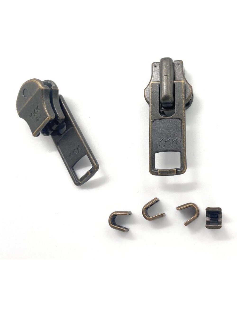 Heavy Duty Antique Brass Zipper Repair Kit - #10 Sliders & Top Stops Included